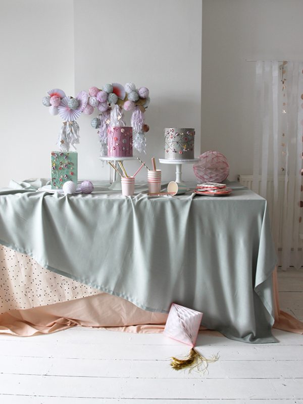 Alice and Rosa floral spring celebration cake table