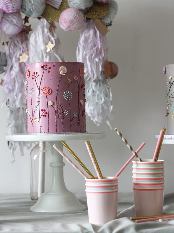 Alice and Rosa floral spring celebration cake table