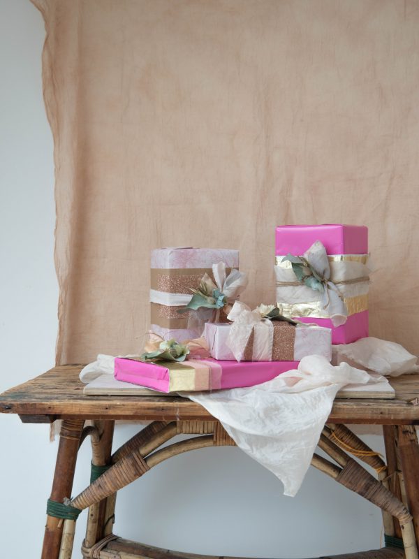 Pink and gold gift wrapping
