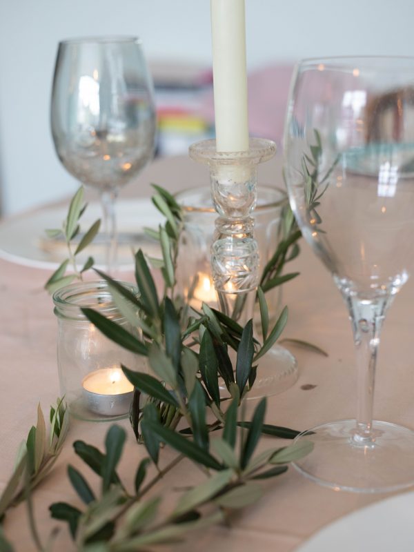 olive branches and candles