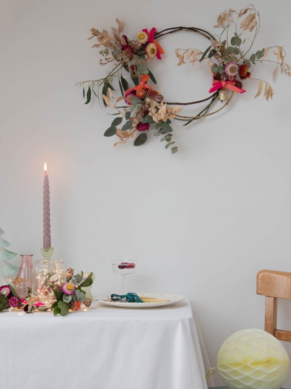 Dried Flower Wreath Table Setting