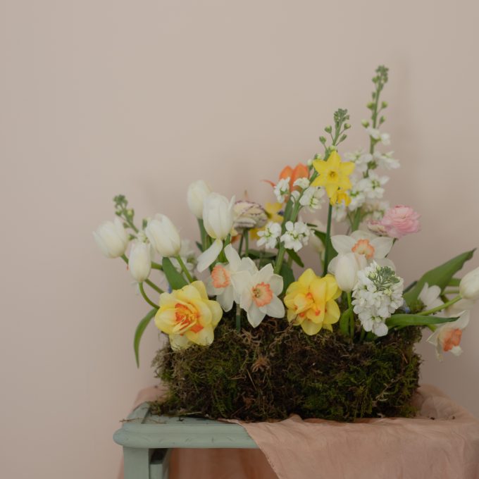 Sustainable Floristry: Spring Mossy Meadow Centrepiece