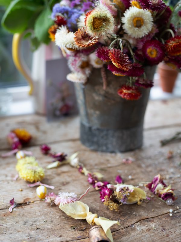 DIY hanging everlasting flower garlands