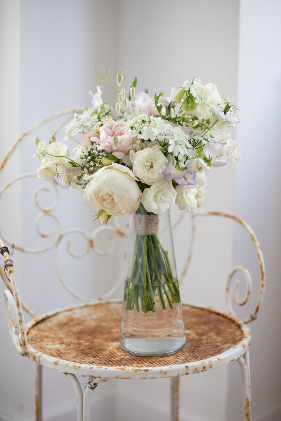 British Grown Flowers : Pink and White Bridesmaid Bouquet