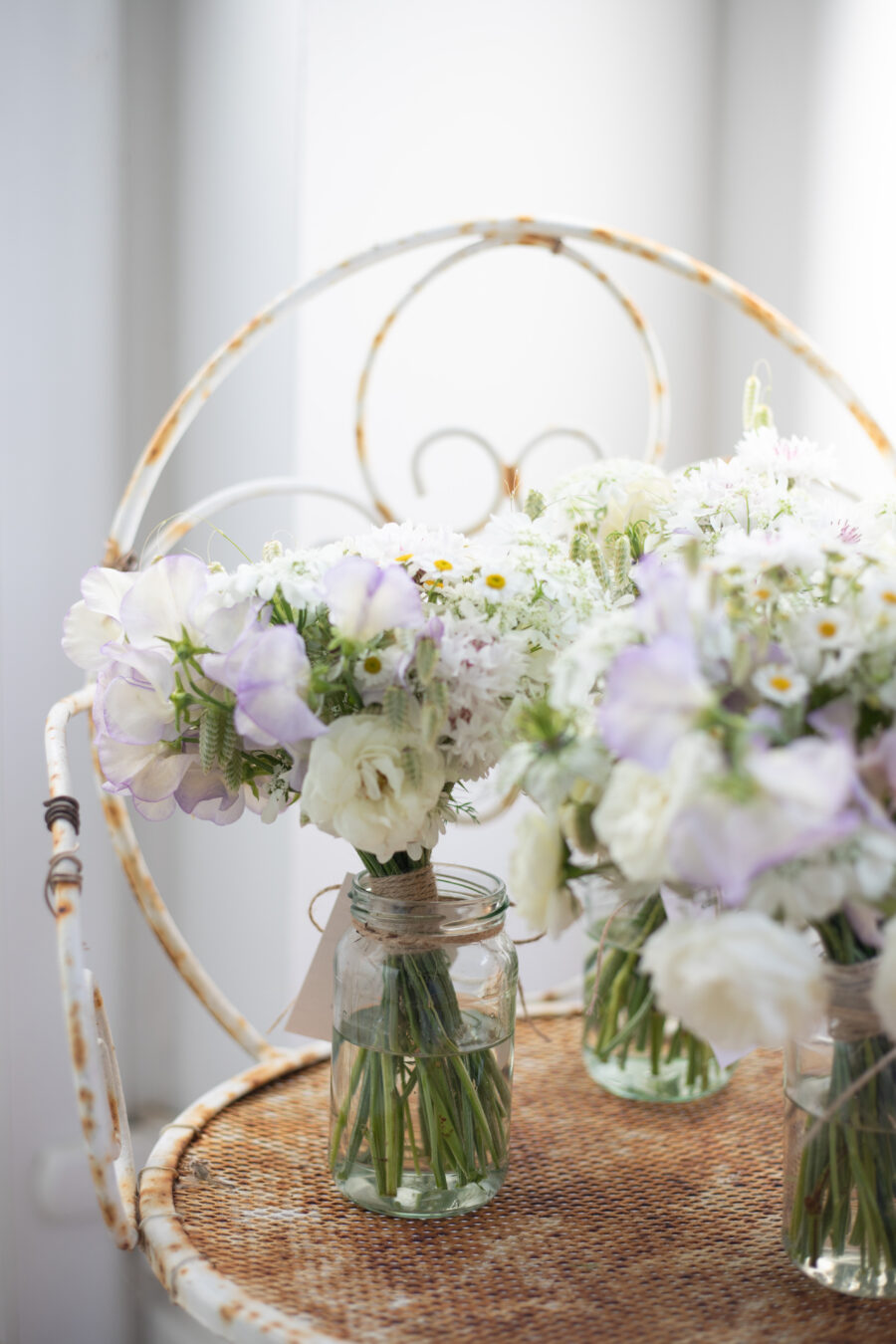 British Grown Flowers : Pink and White flower girl posies